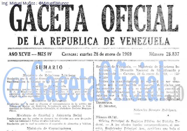 Gaceta Oficial 28837 del 28 Enero 1969