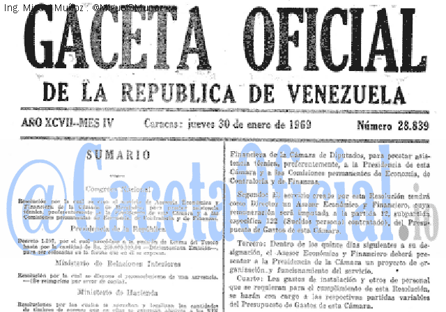 Gaceta Oficial 28839 del 30 Enero 1969