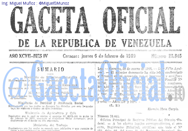 Gaceta Oficial 28845 del 6 Febrero 1969
