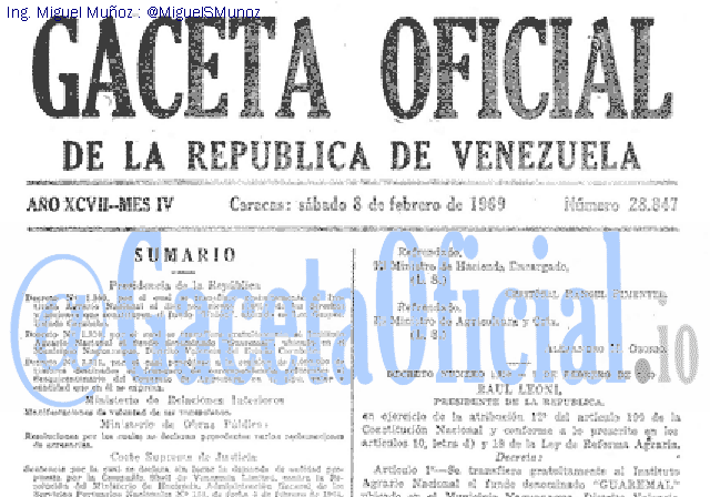 Gaceta Oficial 28847 del 8 Febrero 1969