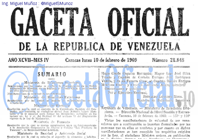 Gaceta Oficial 28848 del 10 Febrero 1969