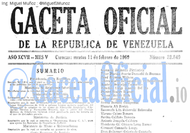 Gaceta Oficial 28849 del 11 Febrero 1969