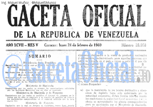 Gaceta Oficial 28858 del 24 Febrero 1969