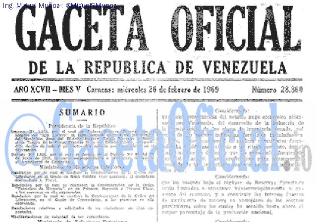 Gaceta Oficial 28860 del 26 Febrero 1969