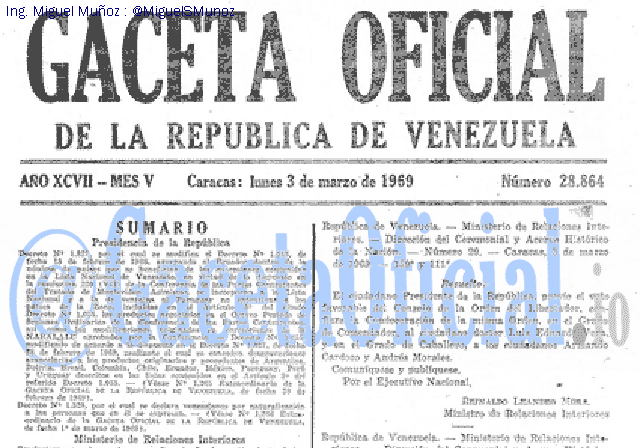 Gaceta Oficial 28864 del 3 Marzo 1969