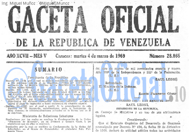 Gaceta Oficial 28865 del 4 Marzo 1969