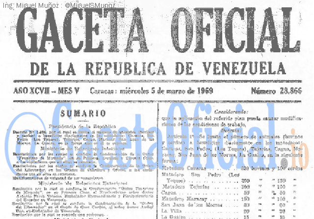 Gaceta Oficial 28866 del 5 Marzo 1969