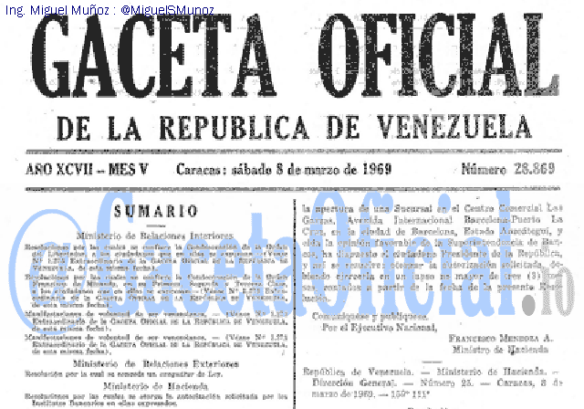 Gaceta Oficial 28869 del 8 Marzo 1969