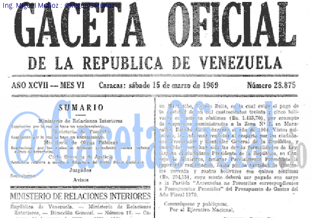 Gaceta Oficial 28875 del 15 Marzo 1969