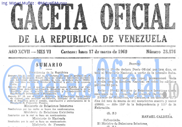 Gaceta Oficial 28876 del 17 Marzo 1969