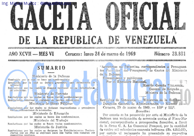 Gaceta Oficial 28881 del 24 Marzo 1969