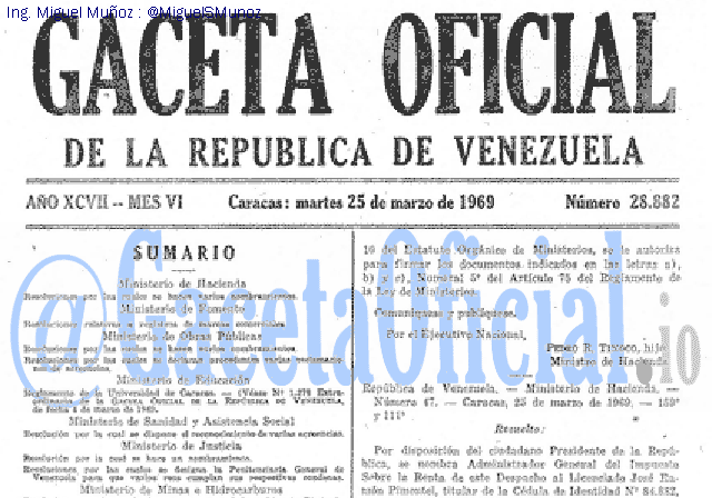 Gaceta Oficial 28882 del 25 Marzo 1969