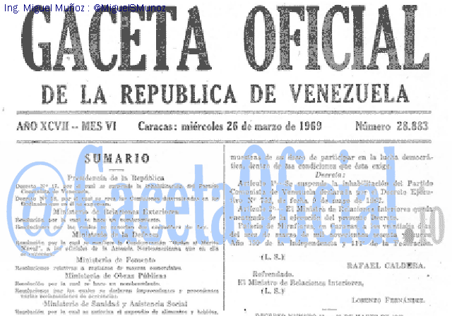 Gaceta Oficial 28883 del 26 Marzo 1969