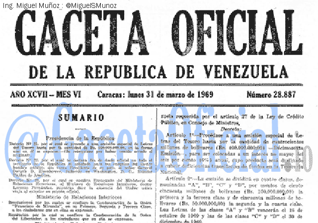 Gaceta Oficial 28887 del 31 Marzo 1969