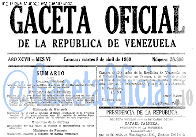Gaceta Oficial 28890 del 8 Abril 1969