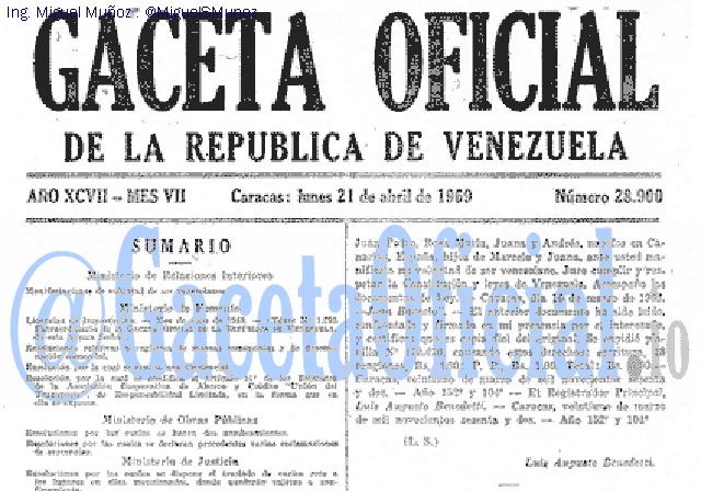 Gaceta Oficial 28900 del 21 Abril 1969