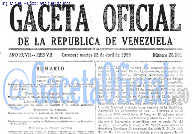 Gaceta Oficial 28901 del 22 Abril 1969