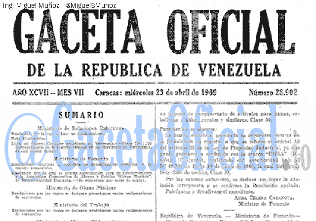 Gaceta Oficial 28902 del 23 Abril 1969