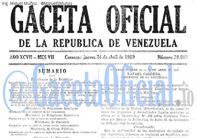 Gaceta Oficial 28903 del 24 Abril 1969