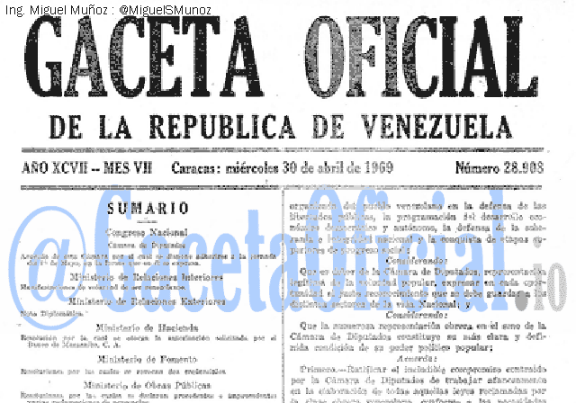 Gaceta Oficial 28908 del 30 Abril 1969