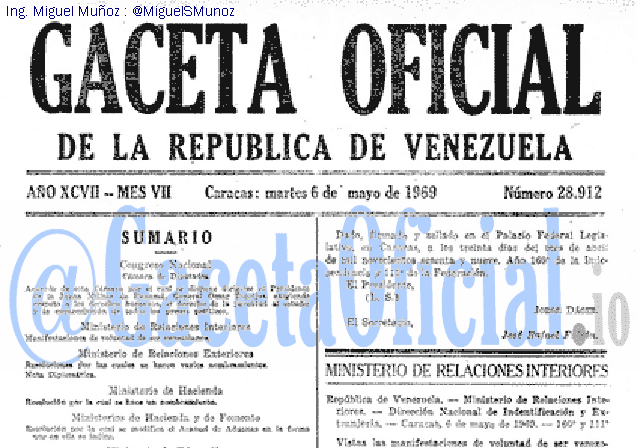 Gaceta Oficial 28912 del 6 Mayo 1969