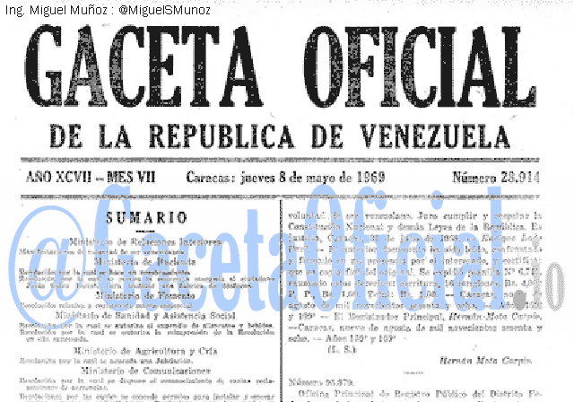 Gaceta Oficial 28914 del 8 Mayo 1969