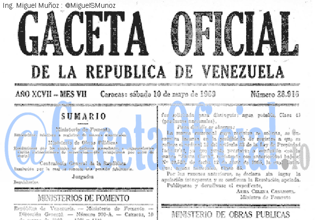 Gaceta Oficial 28916 del 10 Mayo 1969