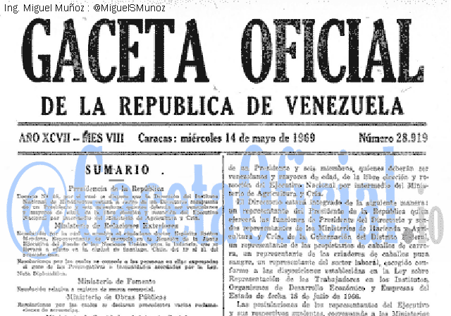 Gaceta Oficial 28919 del 14 Mayo 1969