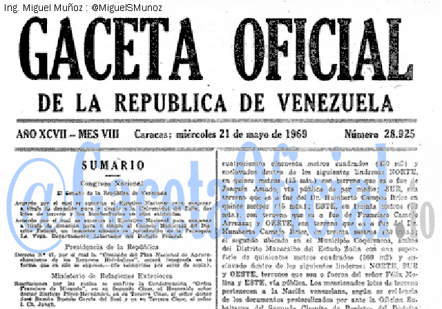 Gaceta Oficial 28925 del 21 Mayo 1969