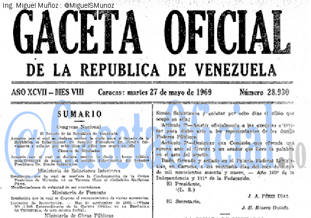Gaceta Oficial 28930 del 27 Mayo 1969