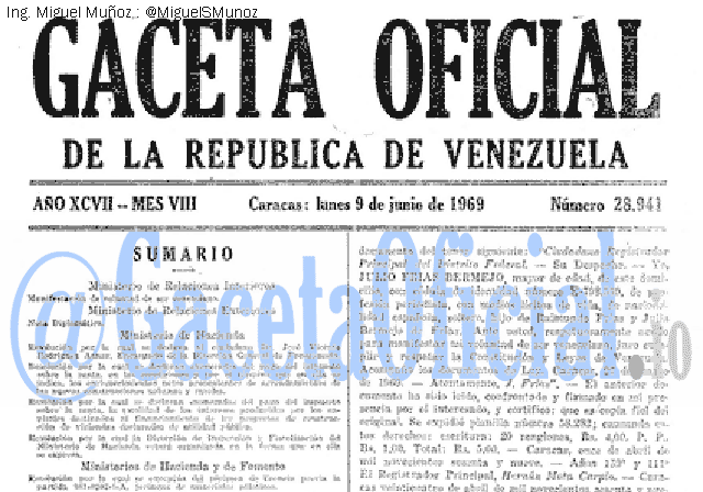 Gaceta Oficial 28941 del 9 Junio 1969