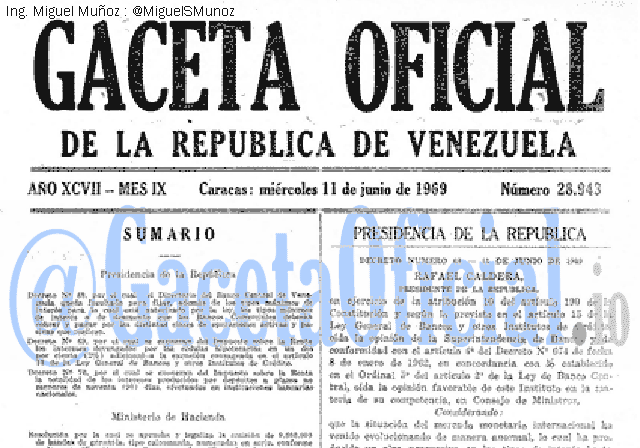 Gaceta Oficial 28943 del 11 Junio 1969