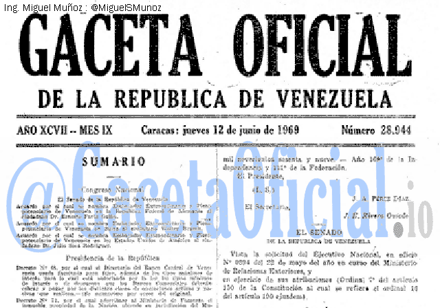 Gaceta Oficial 28944 del 12 Junio 1969