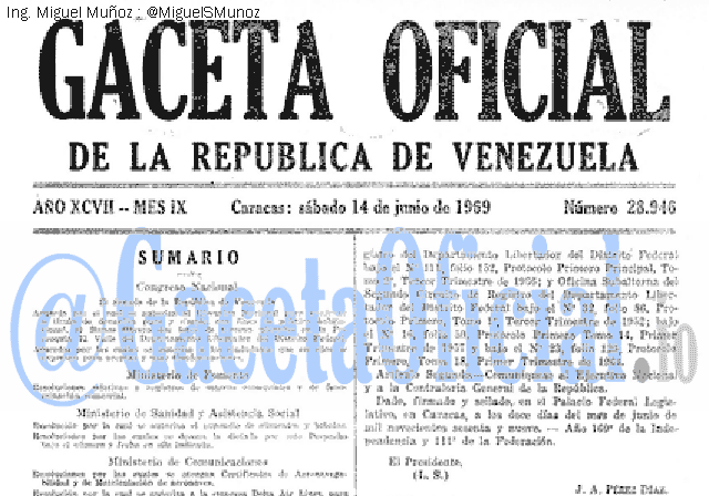 Gaceta Oficial 28946 del 14 Junio 1969