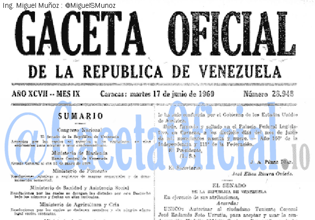 Gaceta Oficial 28948 del 17 Junio 1969