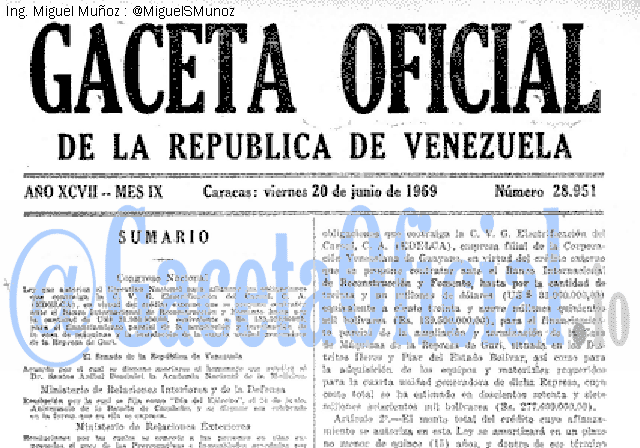 Gaceta Oficial 28951 del 20 Junio 1969