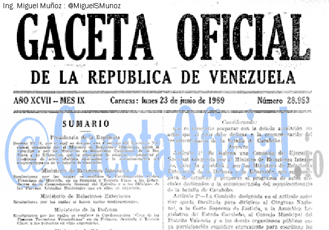 Gaceta Oficial 28953 del 23 Junio 1969