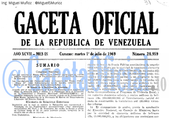 Gaceta Oficial 28959 del 1 Julio 1969