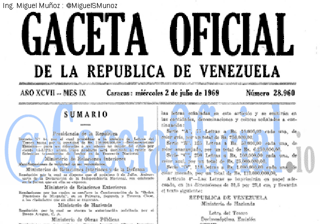 Gaceta Oficial 28960 del 2 Julio 1969