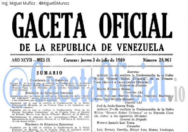 Gaceta Oficial 28961 del 3 Julio 1969