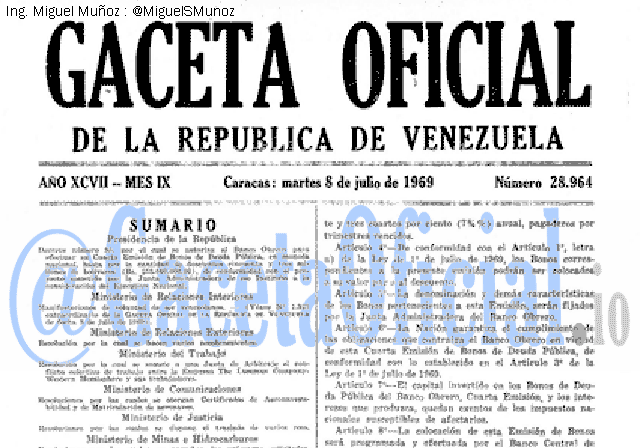 Gaceta Oficial 28964 del 8 Julio 1969