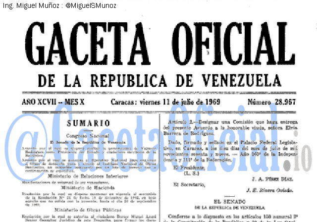 Gaceta Oficial 28967 del 11 Julio 1969
