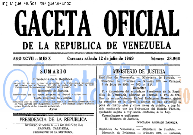 Gaceta Oficial 28968 del 12 Julio 1969