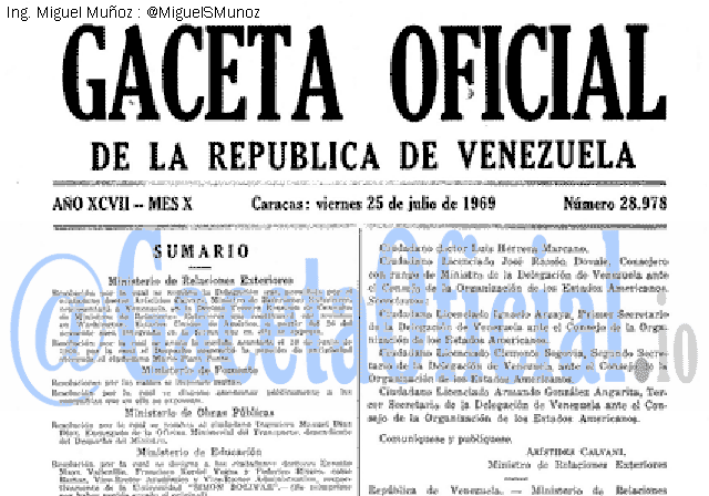 Gaceta Oficial 28978 del 25 Julio 1969