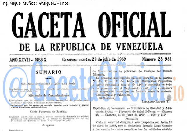 Gaceta Oficial 28981 del 29 Julio 1969