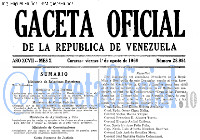Gaceta Oficial 28984 del 1 Agosto 1969