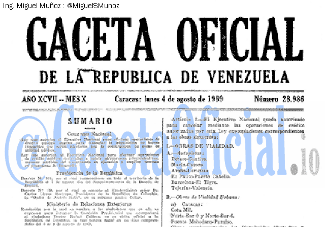 Gaceta Oficial 28986 del 4 Agosto 1969