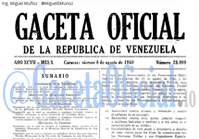 Gaceta Oficial 28990 del 8 Agosto 1969
