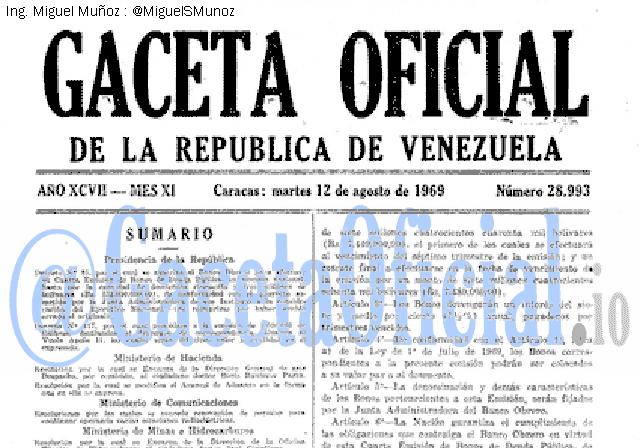 Gaceta Oficial 28993 del 12 Agosto 1969
