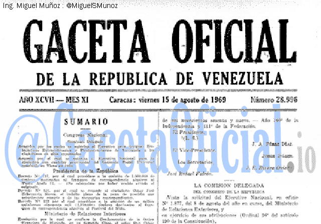 Gaceta Oficial 28996 del 15 Agosto 1969
